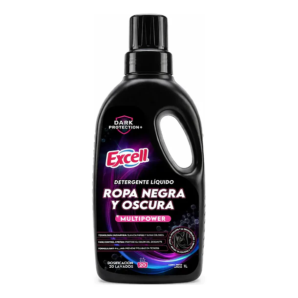 DETERG. LIQ. EXCELL ROPA NEGRA Y OSCURA 1 LITRO(8)