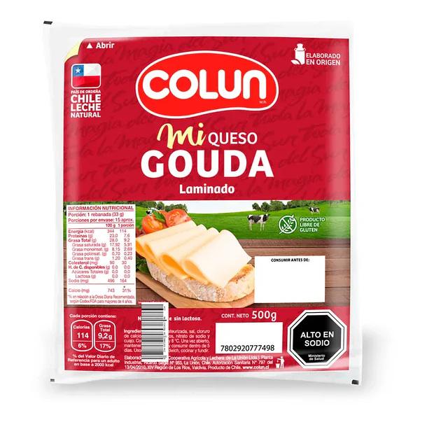 QUESO GOUDA COLUN LAM. 500grs.