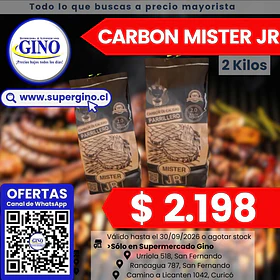 CARBON VEGETAL MISTER JR 2 KILOS  (P 180)         