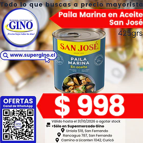 PAILA MARINA EN ACEITE SAN JOSE 425grs.   (24)    