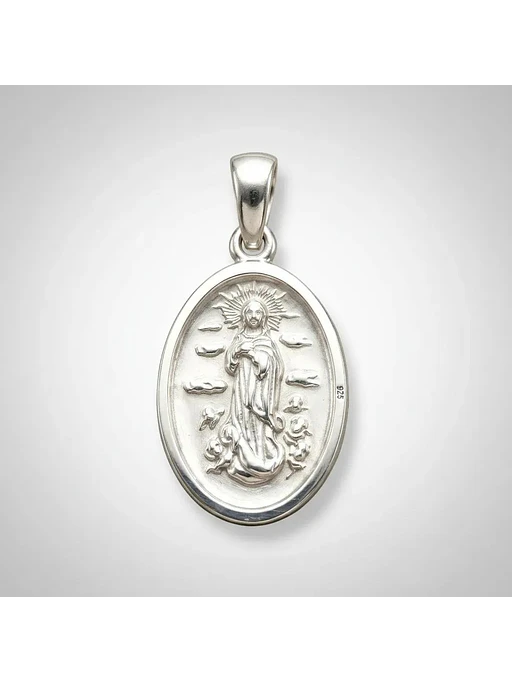 Medalla Virgen Inmaculada Concepción Plata Genuina Ley 925 3