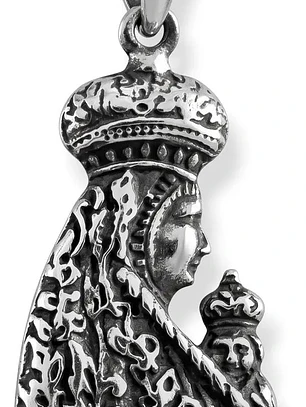 Colgante Dije Virgen Y Niño Plata  Ley 925 Envejecida