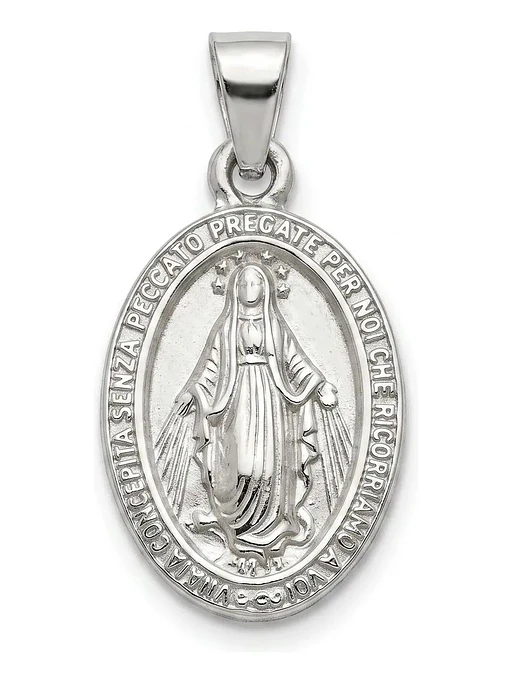 Medalla Milagrosa Virgen En Plata Ley 925 Colgante 1