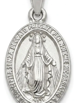Medalla Milagrosa Virgen En Plata Ley 925 Colgante