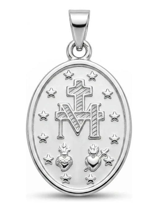 Medalla Milagrosa Virgen En Plata Ley 925 Colgante 2