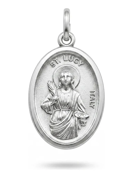Medalla Santa Lucía Plata Ley 925 Ovalada 1