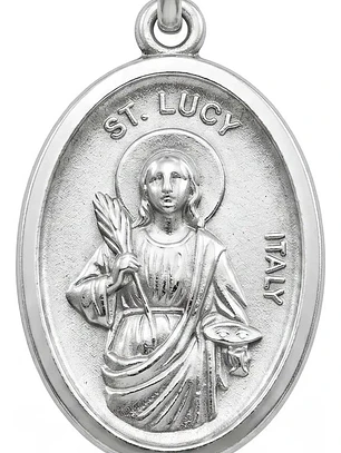 Medalla Santa Lucía Plata Ley 925 Ovalada