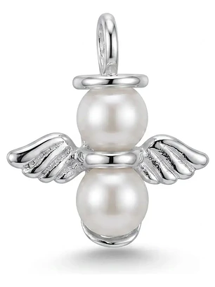 Colgante Ángel De La Guarda Con Perlas Plata 925