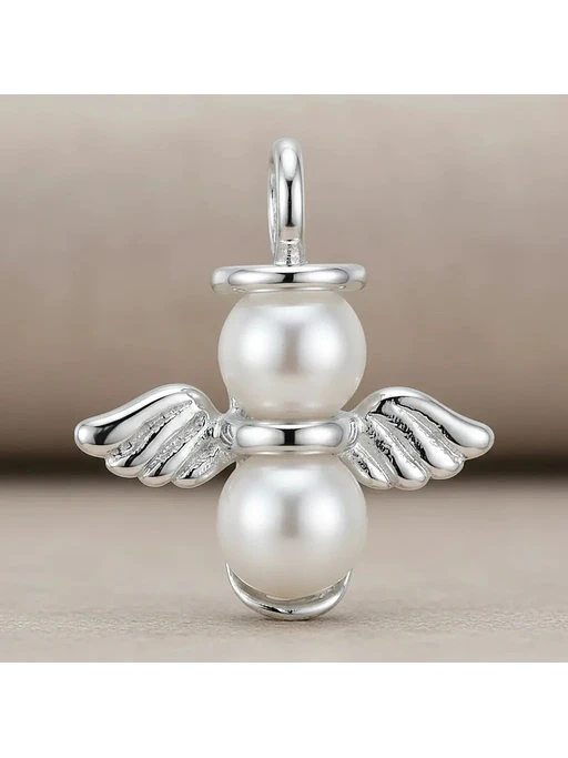 Colgante Ángel De La Guarda Con Perlas Plata 925 2