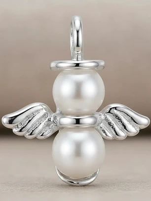 Colgante Ángel De La Guarda Con Perlas Plata 925