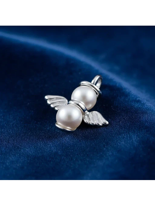 Colgante Ángel De La Guarda Con Perlas Plata 925 4