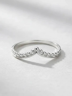 Anillo Diseño Corona Con Bolitas Plata Genuina Ley 925