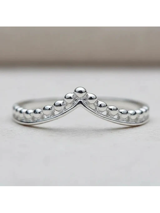 Anillo Diseño Corona Con Bolitas Plata Genuina Ley 925 19