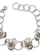 Pulsera Plateada Con Flores De Filigrana Y Perlas De Plat - Miniatura 1