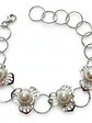 Pulsera Plateada Con Flores De Filigrana Y Perlas De Plat - Miniatura 3