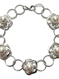 Pulsera De Flores Y Perlas De Plata Genuina Ley 925 - Miniatura 1