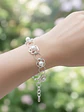 Pulsera De Flores Y Perlas De Plata Genuina Ley 925 - Miniatura 2