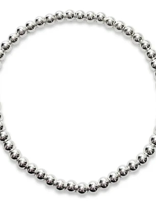 Pulsera Elástica De Bolitas Plata Genuina Ley 925