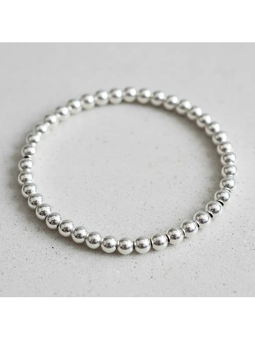 Pulsera Elástica De Bolitas Plata Genuina Ley 925 3
