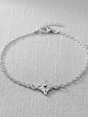 Pulsera Cadena De Plata Con Dije Estrella Ajustable