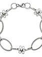 Pulsera Flores Y Eslabones Torcidos De Plata Genuina Ley 925 - Miniatura 1