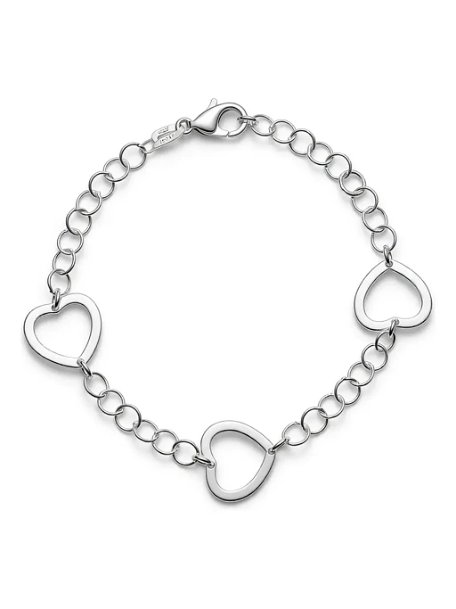 Pulsera Con Dijes De Corazones De Plata Genuina Ley 925 1