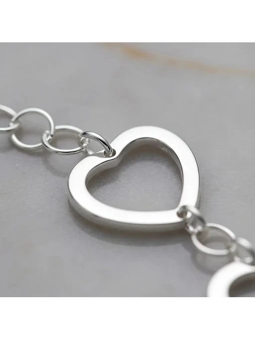 Pulsera Con Dijes De Corazones De Plata Genuina Ley 925 3
