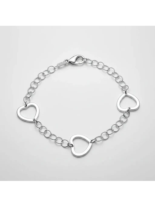 Pulsera Con Dijes De Corazones De Plata Genuina Ley 925 4