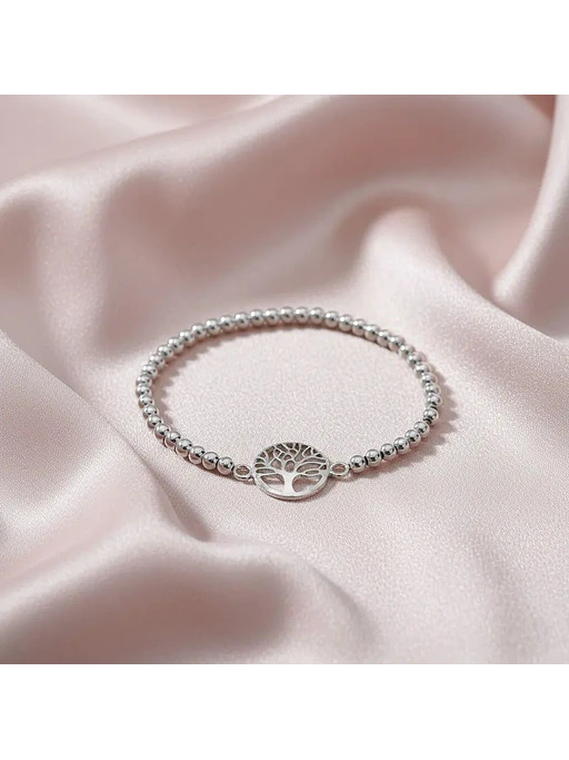 Pulsera Árbol De La Vida Plata Genuina Ley 925 Bolitas Mujer 2