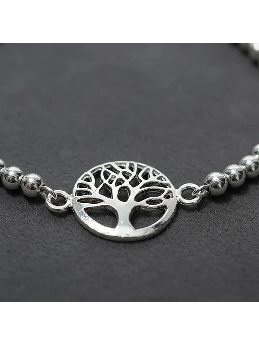 Pulsera Árbol De La Vida Plata Genuina Ley 925 Bolitas Mujer 3