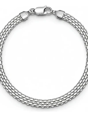 Pulsera Malla Veneciana De Plata Genuina Ley 925