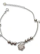 Pulsera Con Dijes Flor Y Lazos De Plata Genuina Ley 925 - Miniatura 1