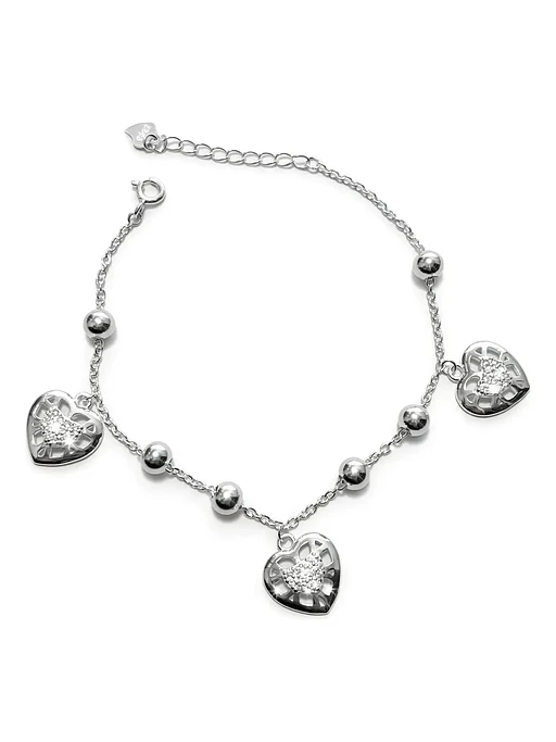 Pulsera De Corazones Y Circones De Acuerdo Plata Genuina 925 1