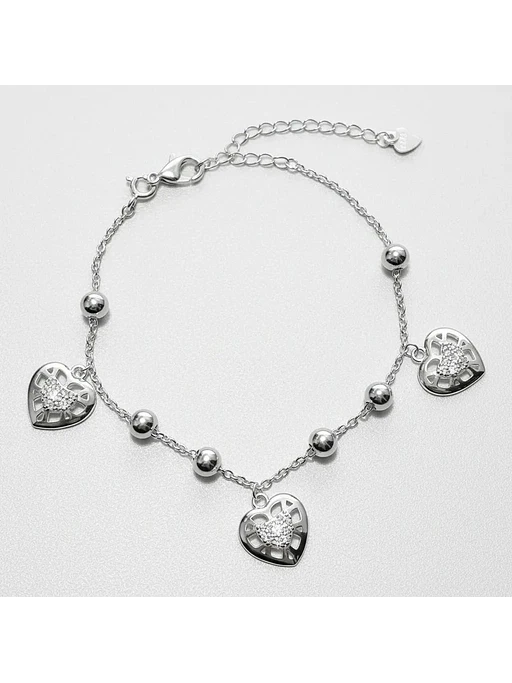 Pulsera De Corazones Y Circones De Acuerdo Plata Genuina 925 3