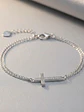 Pulsera Doble Cadena Con Cruz De Circones De Plata Genuina - Miniatura 3