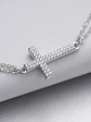 Pulsera Doble Cadena Con Cruz De Circones De Plata Genuina - Miniatura 4