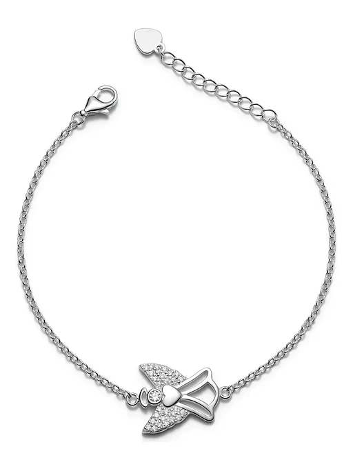 Pulsera Ángel De Plata Genuina Ley 925 Con Circones 1