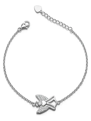 Pulsera Ángel De Plata Genuina Ley 925 Con Circones