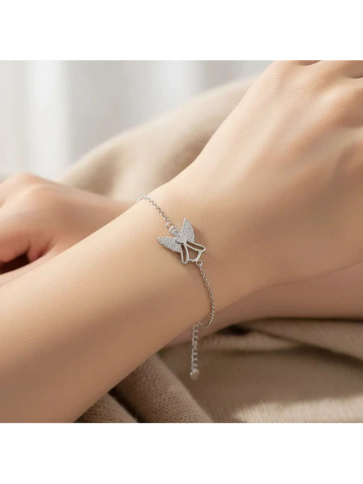 Pulsera Ángel De Plata Genuina Ley 925 Con Circones 2