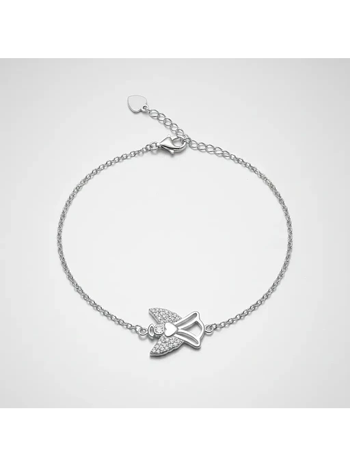 Pulsera Ángel De Plata Genuina Ley 925 Con Circones 3