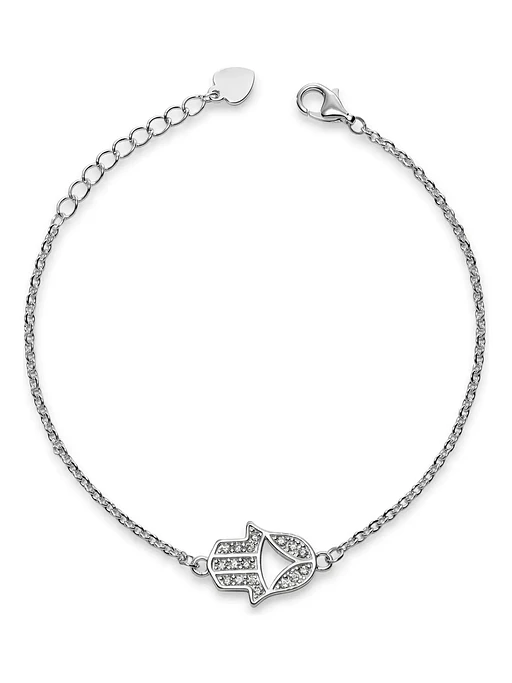 Pulsera Mano De Fátima Con Cristales Plata Genuina Ley 925 1