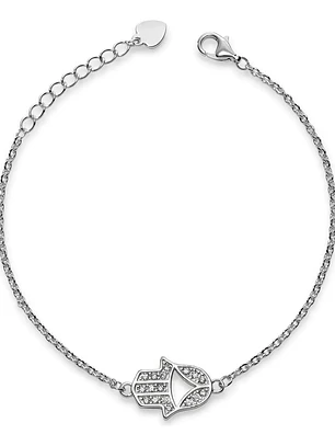 Pulsera Mano De Fátima Con Cristales Plata Genuina Ley 925
