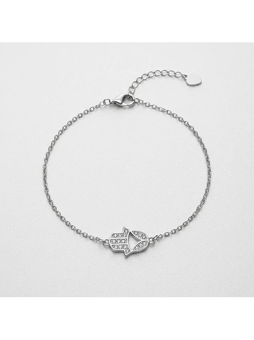 Pulsera Mano De Fátima Con Cristales Plata Genuina Ley 925 4