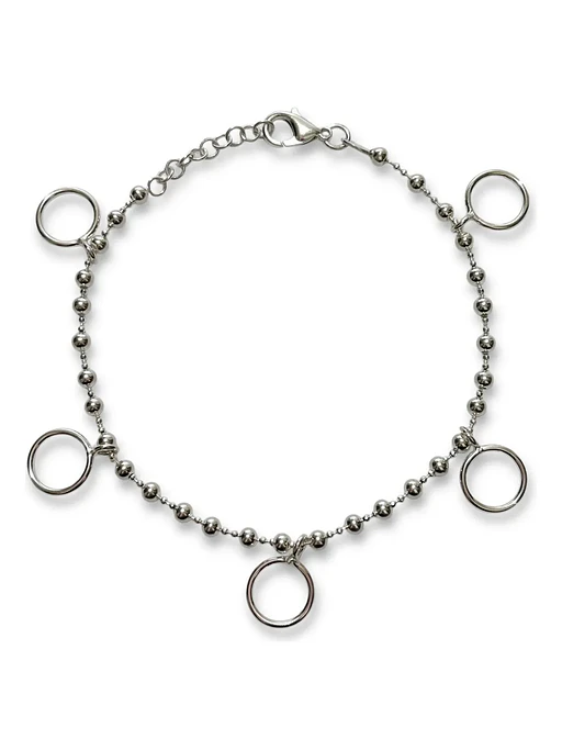 Pulsera Cadena De Bolitas Con Argollas Plata Genuina Ley 925 1