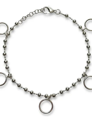 Pulsera Cadena De Bolitas Con Argollas Plata Genuina Ley 925