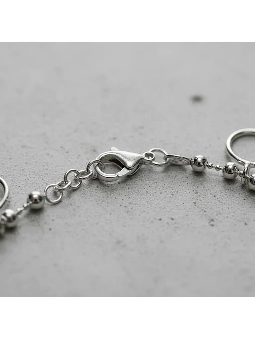 Pulsera Cadena De Bolitas Con Argollas Plata Genuina Ley 925 3
