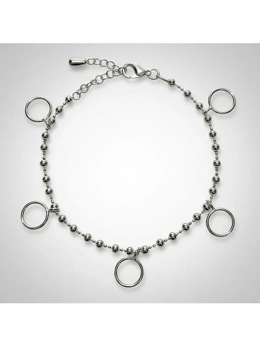 Pulsera Cadena De Bolitas Con Argollas Plata Genuina Ley 925 4