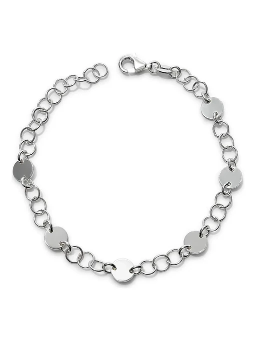 Pulsera Con Medallas Circulares De Plata Genuina Ley 925 1