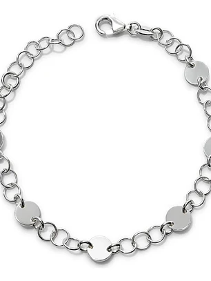 Pulsera Con Medallas Circulares De Plata Genuina Ley 925