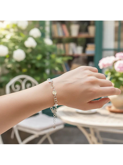Pulsera Con Medallas Circulares De Plata Genuina Ley 925 2